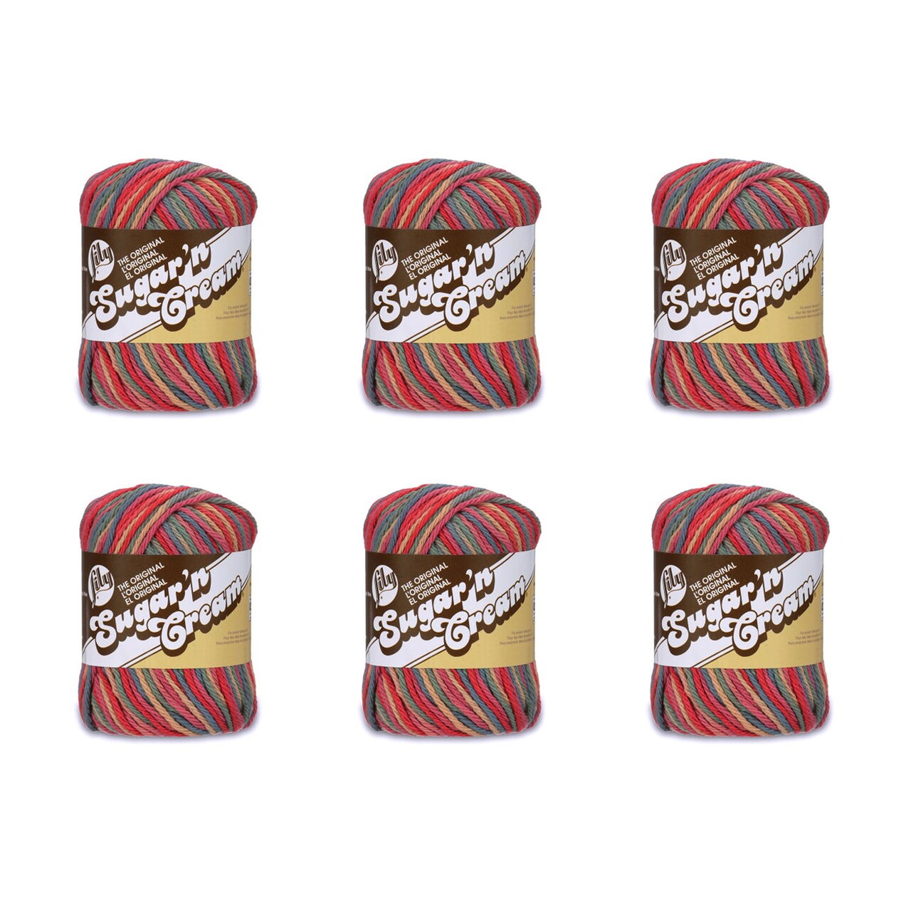 Lily Sugar'N Cream Painted Desert Yarn - 6 Pack of 57g/2oz - Cotton - 4 Medium (Worsted) - 95 Yards - Knitting/Crochet